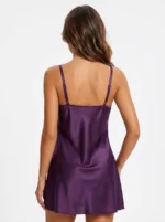 Women’s Lace Trim Satin Babydoll Chemise Lingerie - Image 2