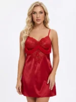 Women’s Lace Overlay Babydoll Chemise Lingerie