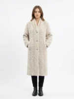 Women’s Luxury Cable Knit Faux Fur Winter Coat
