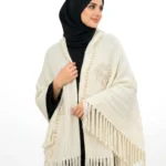 Winter Knit Pearl Embellished Women Shawl