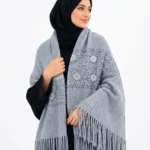 Winter Knitted Pearl Flower Women Shawl