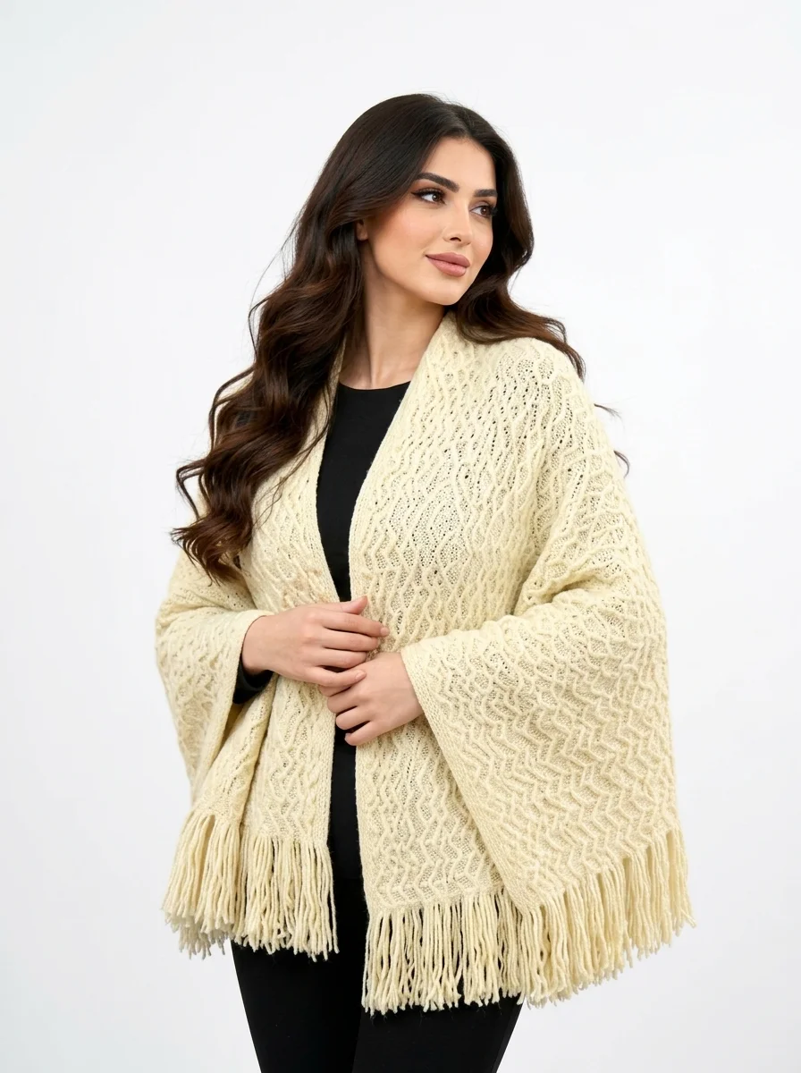image.png_20260926033901 Winter Honeycomb Textured Knit Women Shaw - Image 1