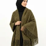 Winter Bobble Zigzag Knit Women Shawl