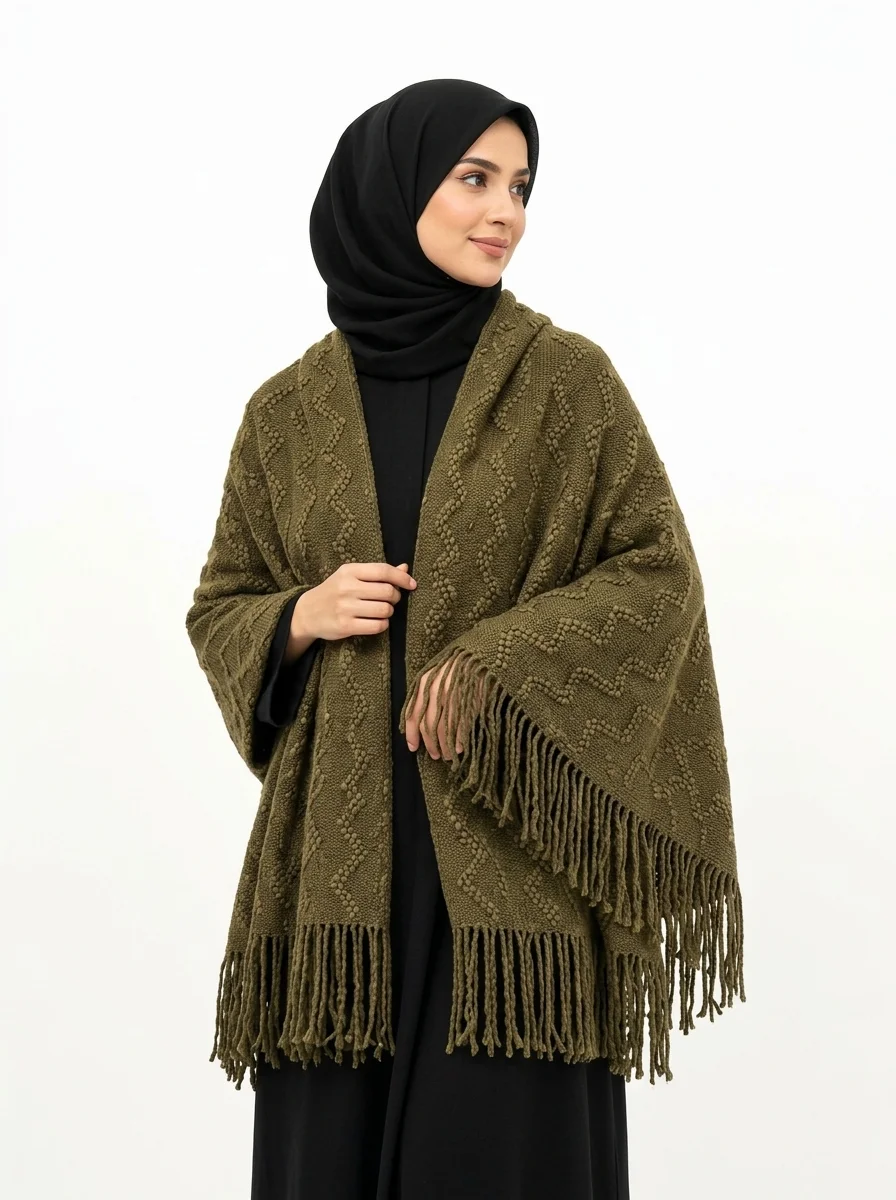 image.png_20260926034659 Winter Bobble Zigzag Knit Women Shawl - Image 1