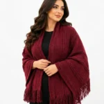 Winter Knitted Cable Ribbed Women Shawl