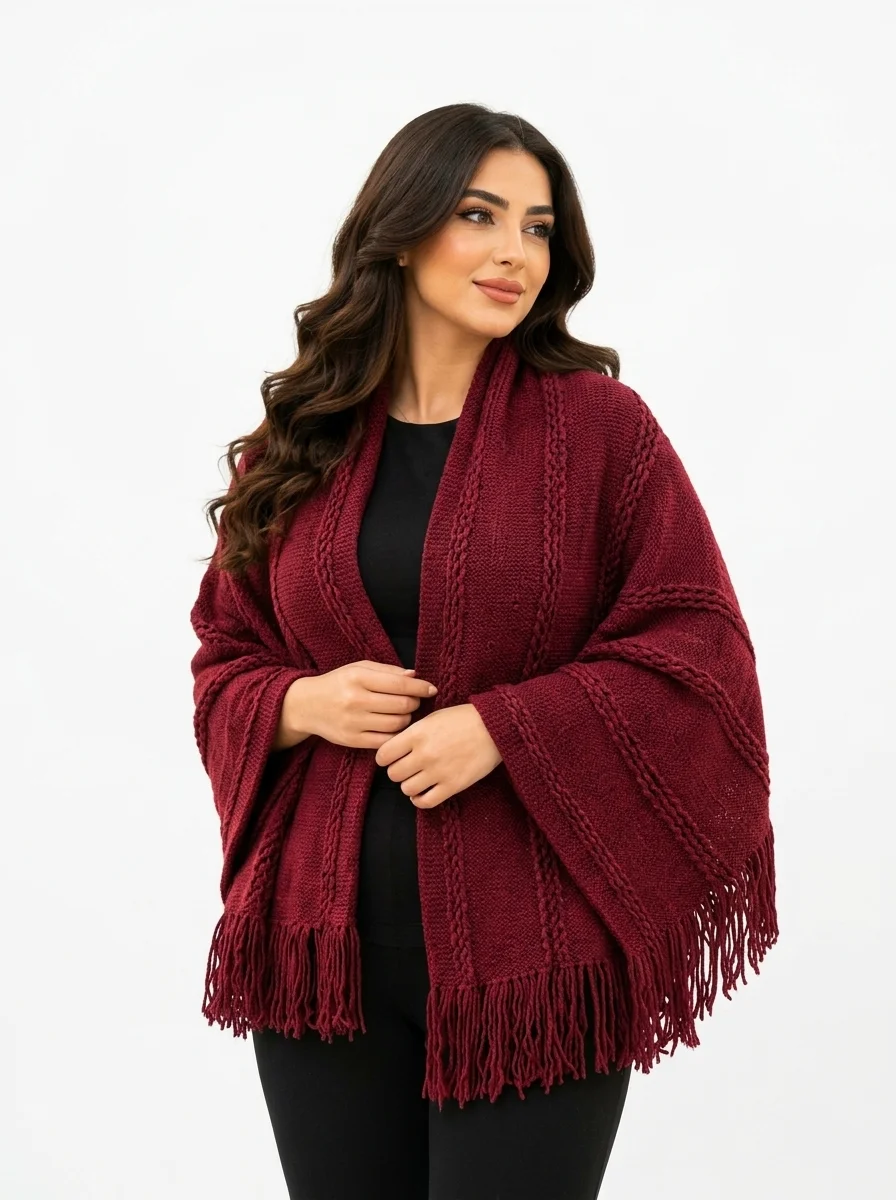 image.png_20260926035824 Winter Knitted Cable Ribbed Women Shawl - Image 1